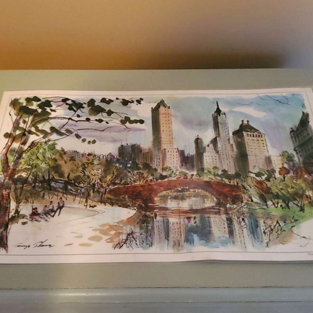 Vintage 1960s Essco Tiger Laminated Placemat of Central Park, NY